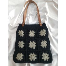 레트로 손뜨개 숄더 앤 토드 가방 천연가죽 스트랩