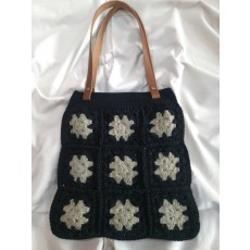 레트로 손뜨개 숄더 앤 토드 가방 천연가죽 스트랩